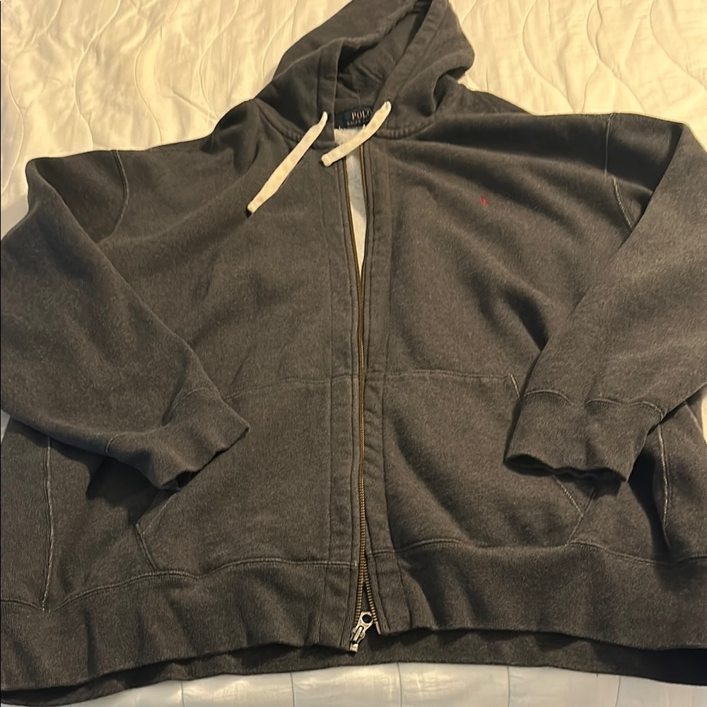 Mens Polo Ralph Lauren Dark Gray Hoodie Full Zip size 4XB 4XL XXXXL Heavy Fleece